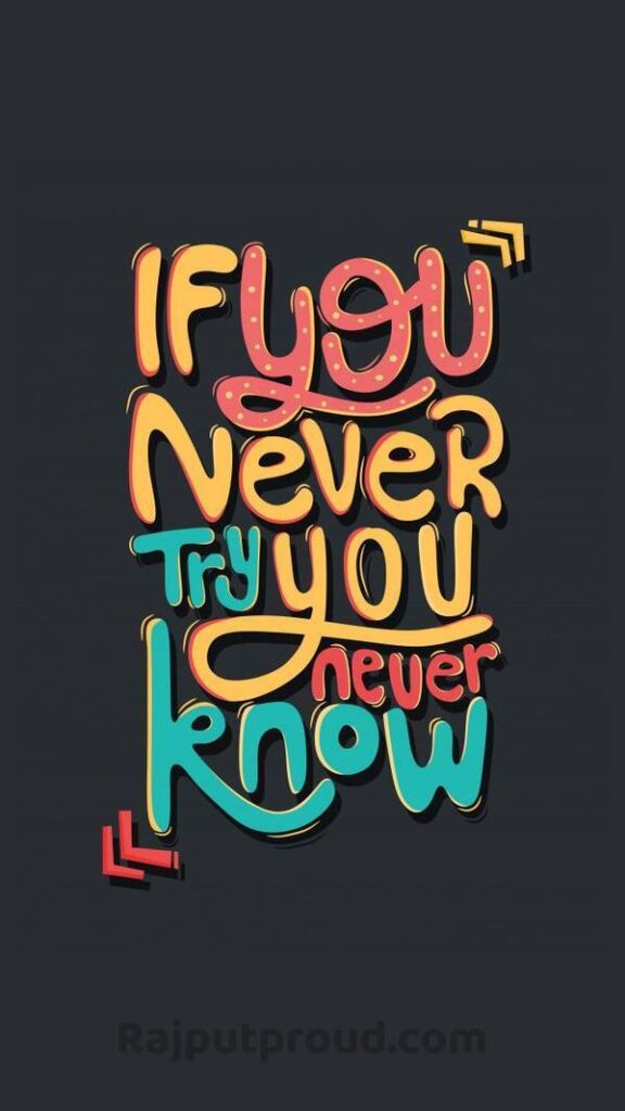 If You Never try , you never know. If You Never try , you never know.